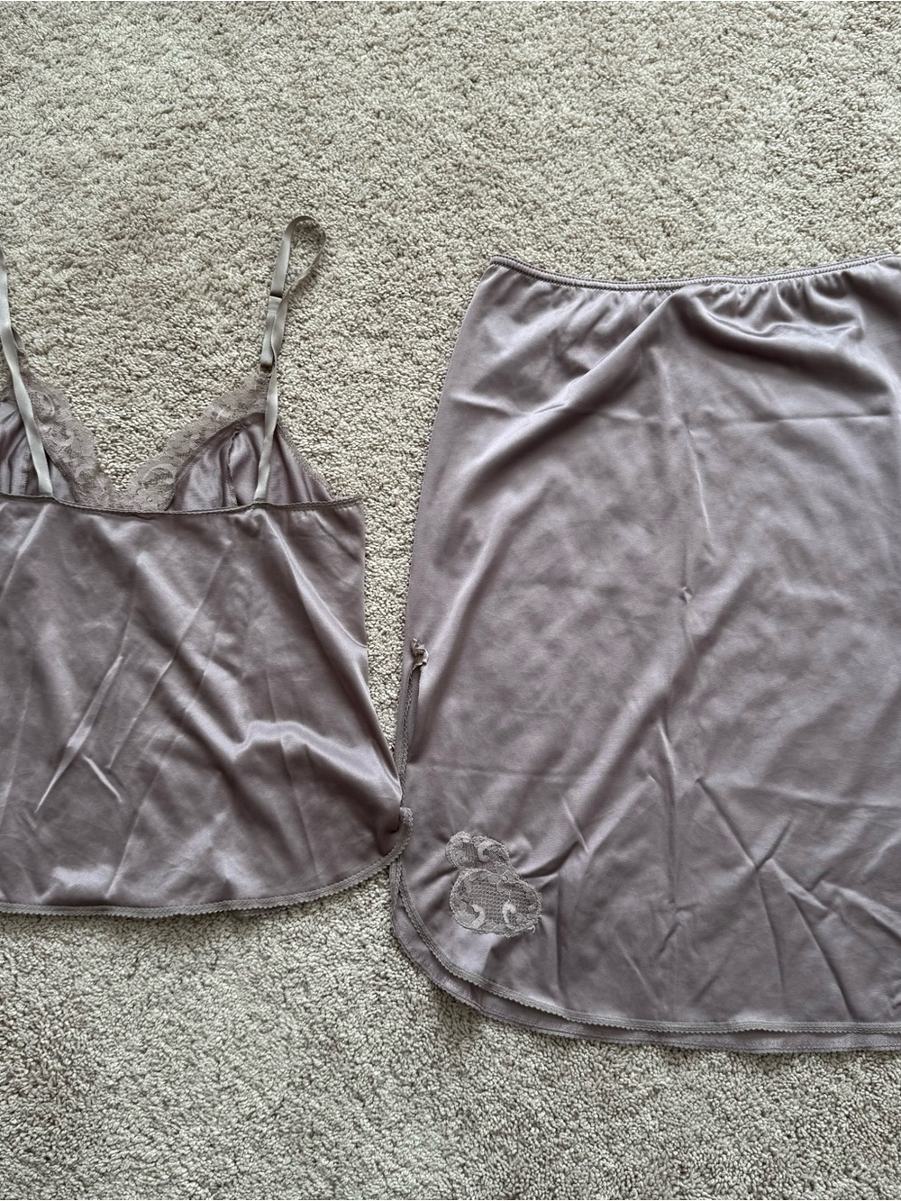 Vintage Sweet Nothings Maidenform Mauve-Taupe Midi Slip Skirt and Camisole - Picture 2 of 10